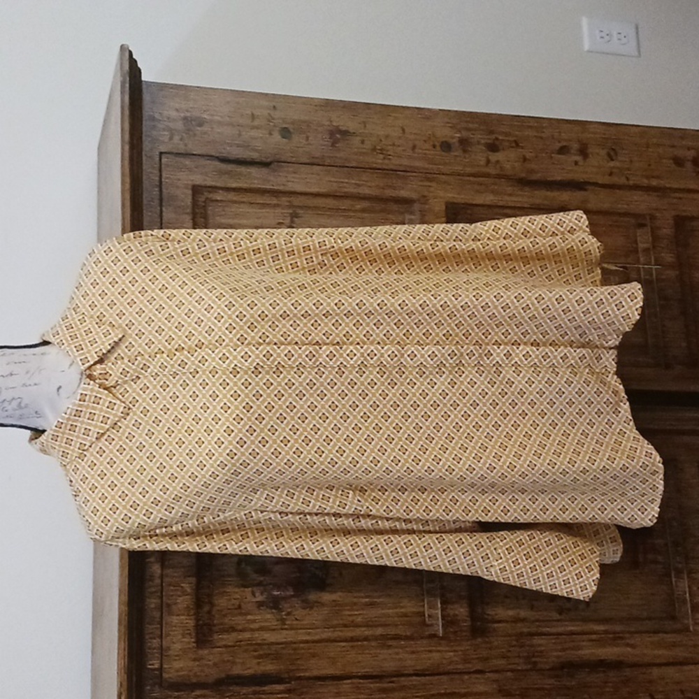 Gold/Black/White Print Blouse